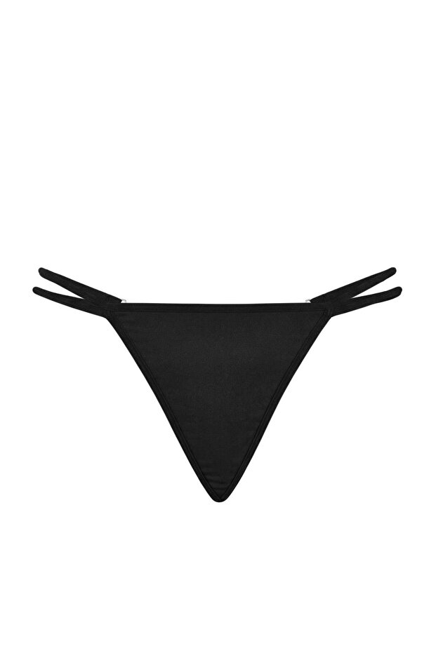 Siyah-Kırmızı 2'li Micro Kalp Aksesuar Detaylı String Külot THMSS26KU00006 - 12