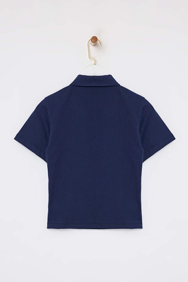 Wardrobe Essentials-Lacivert Regular/Normal Kalıp Dikiş Detaylı %100 Pamuk Örme Bluz TWOSS26BZ00043 - 6