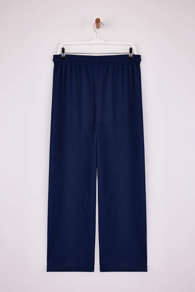 Lacivert Wide Leg Bol Paça Dokuma Pantolon TCTSS22PL0240 - 7