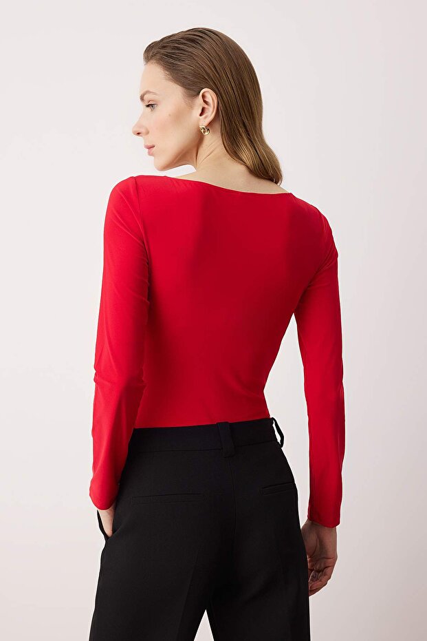 Kırmızı Örme Body TWOAW26BD00002 - 4