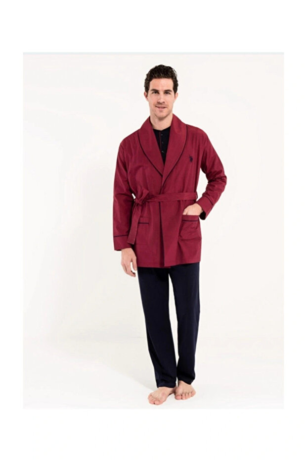 12000 5-Piece New Season Combed Cotton Groom's Dowry Set Claret Red
