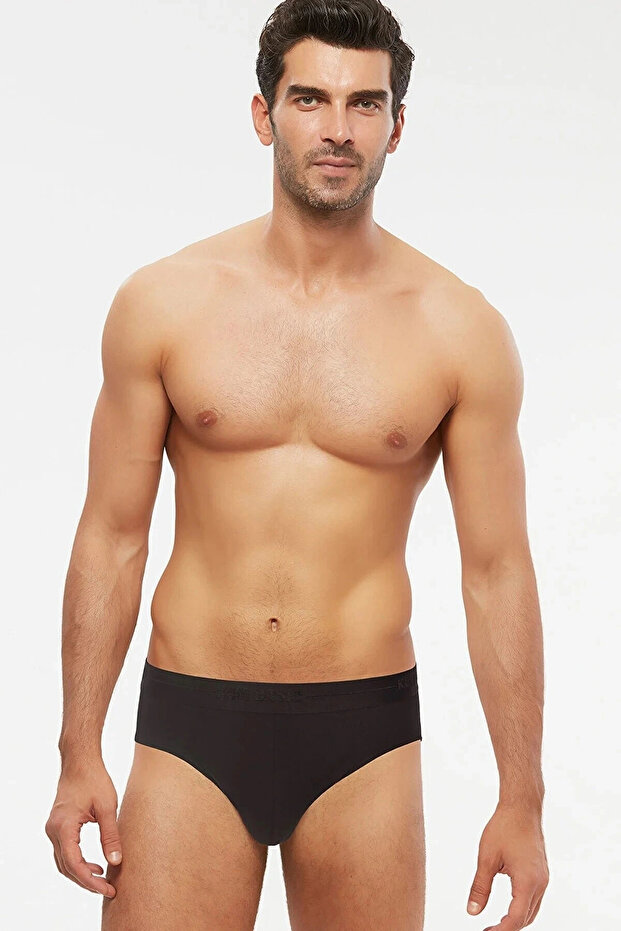 Sıyah Cuba Pamuklu 2 Li Erkek Slip - 1