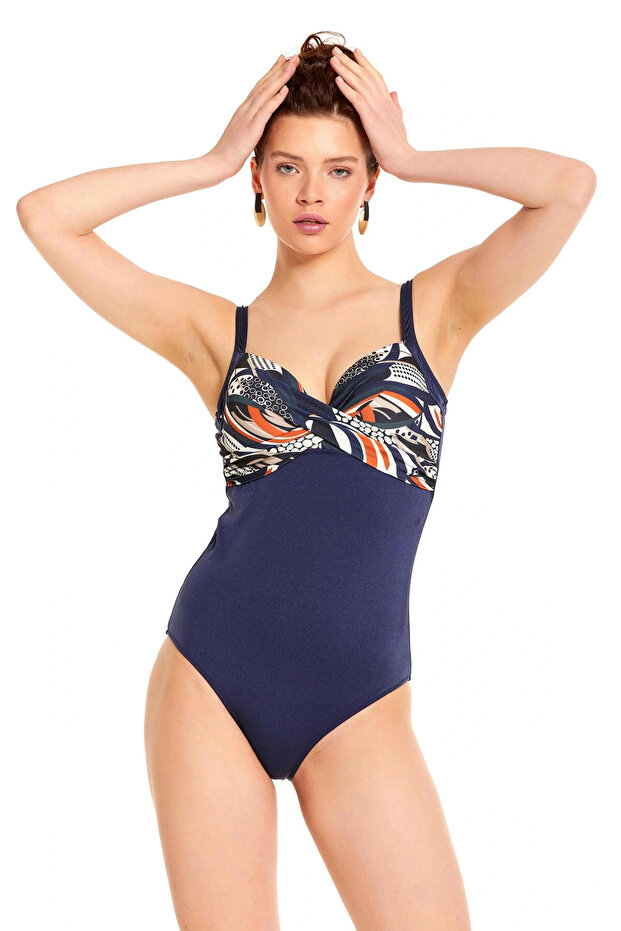 Yaprak Desen Kaplı Drapeli Mayo - 1