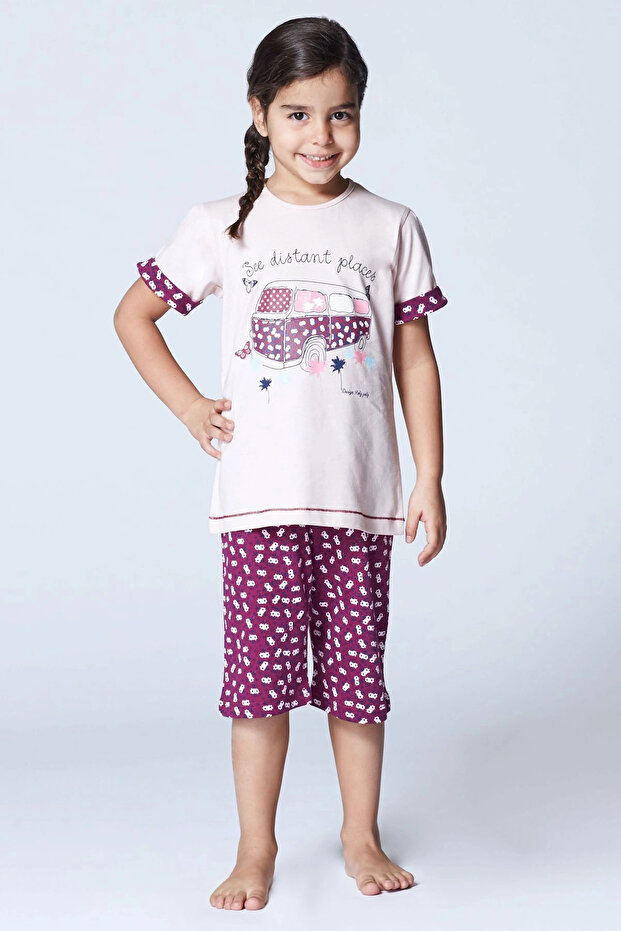 Powder Girl's Single Jersey Short Sleeve Capri Set 2865