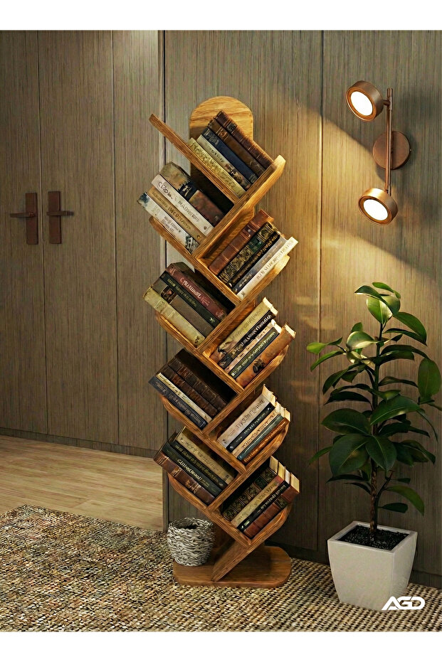 رف كتب خشبي على شكل شجرة، متعدد الطبقات، لغرفة المعيشة والمكتب والدراسة وغرفة النوم