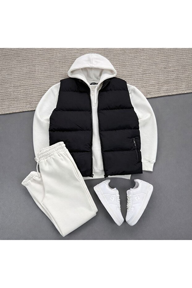 Men's 3-Thread Hooded Vest 3-Piece Set Combination