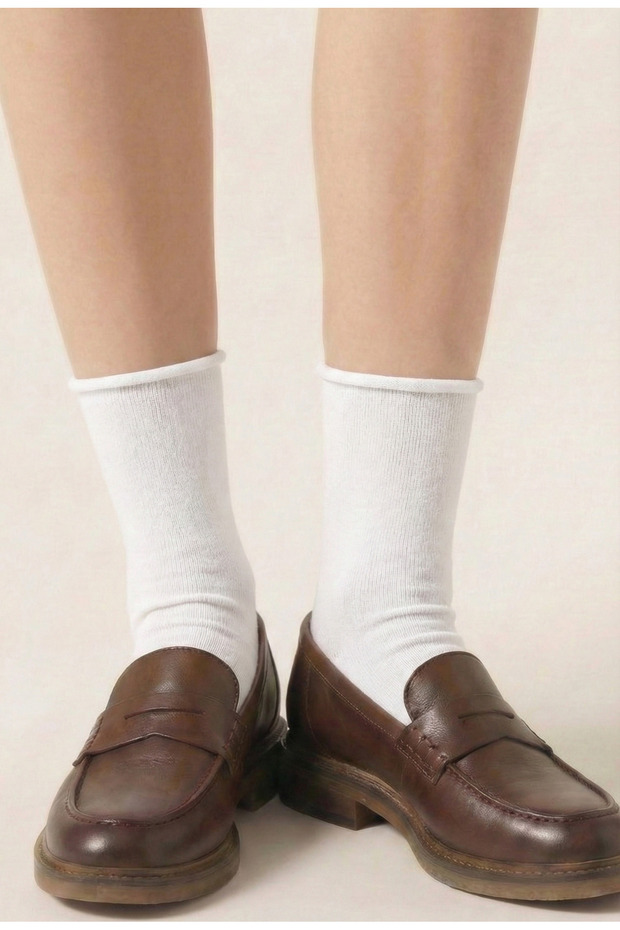 Women's White Cotton Toe-Toe Seamless Elastic-Free Cotton Socks