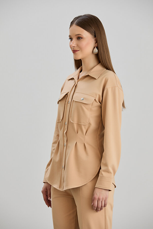 Double Thread Shirt Ecru Model - 7