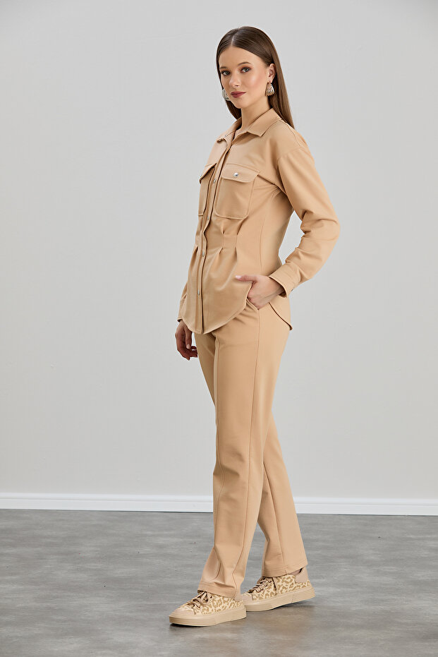 Double Thread Shirt Ecru Model - 6