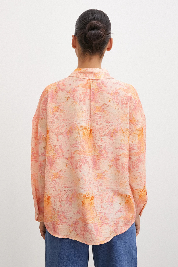 قميص مودال برتقالي - نمط قطرة - 4