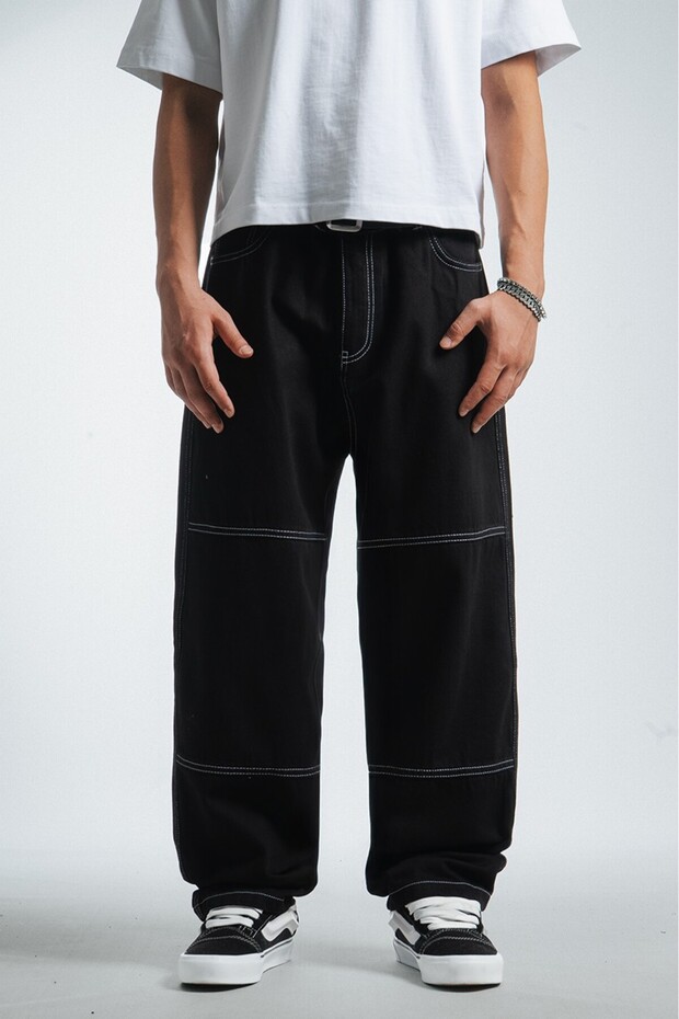 Biker Baggy Reverse Stitching Men's Pants Uk1296Syby