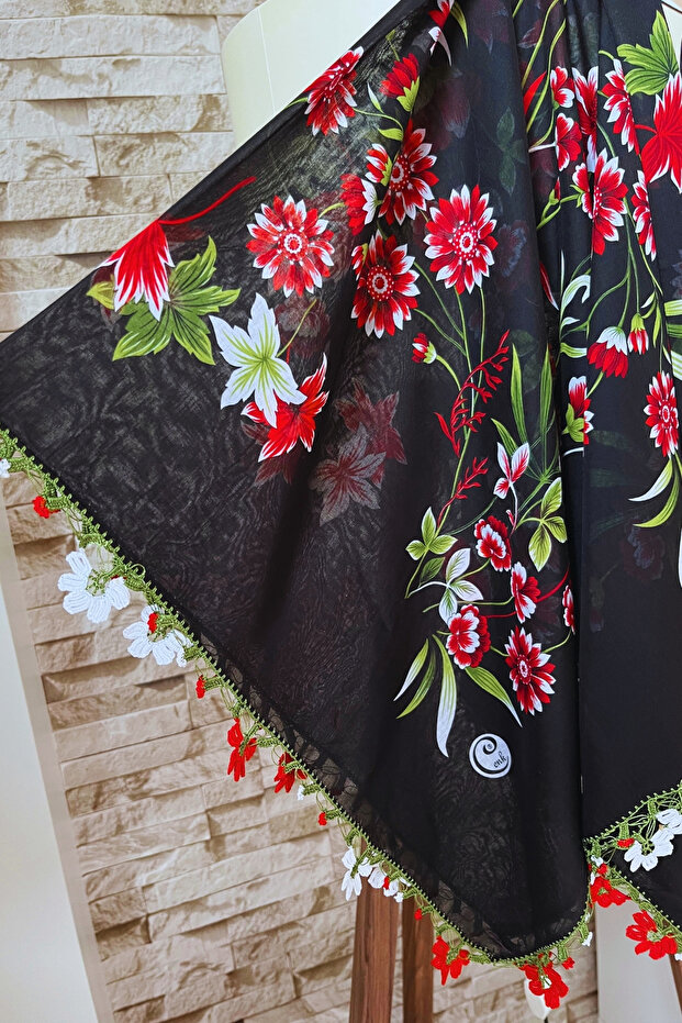 Eșarfă brodată manual, scris pe tulbent - 5