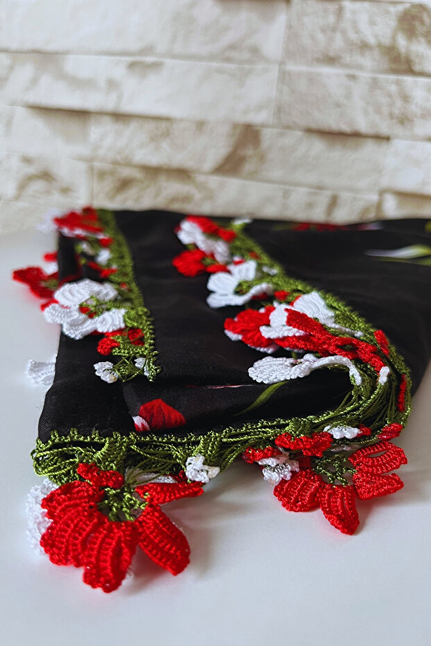 Eșarfă brodată manual, scris pe tulbent - 3