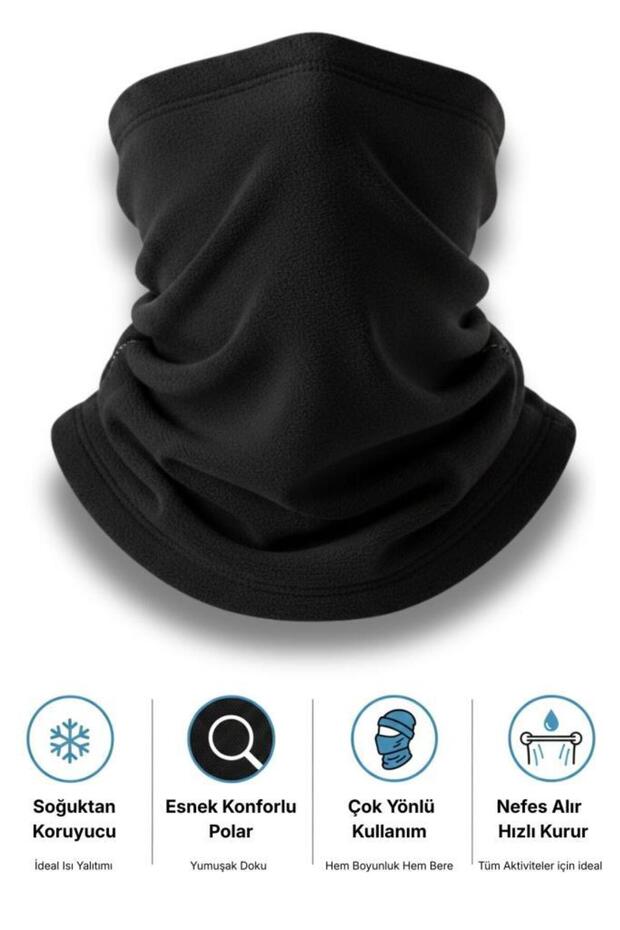 Unisex Winter Fleece Neck Gaiter & Beanie | Multi-Purpose Cold Weather Protection 1 Piece 0//Black