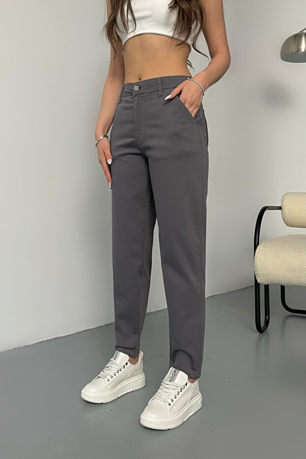 Női magas derekú Lycra/Rugalmas Mom nadrág - 1