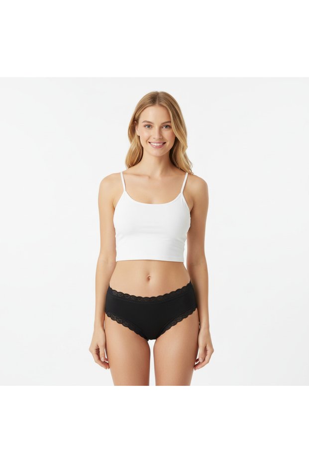 Women's Cotton Ornamental Lace Slip Panties Bb2094
