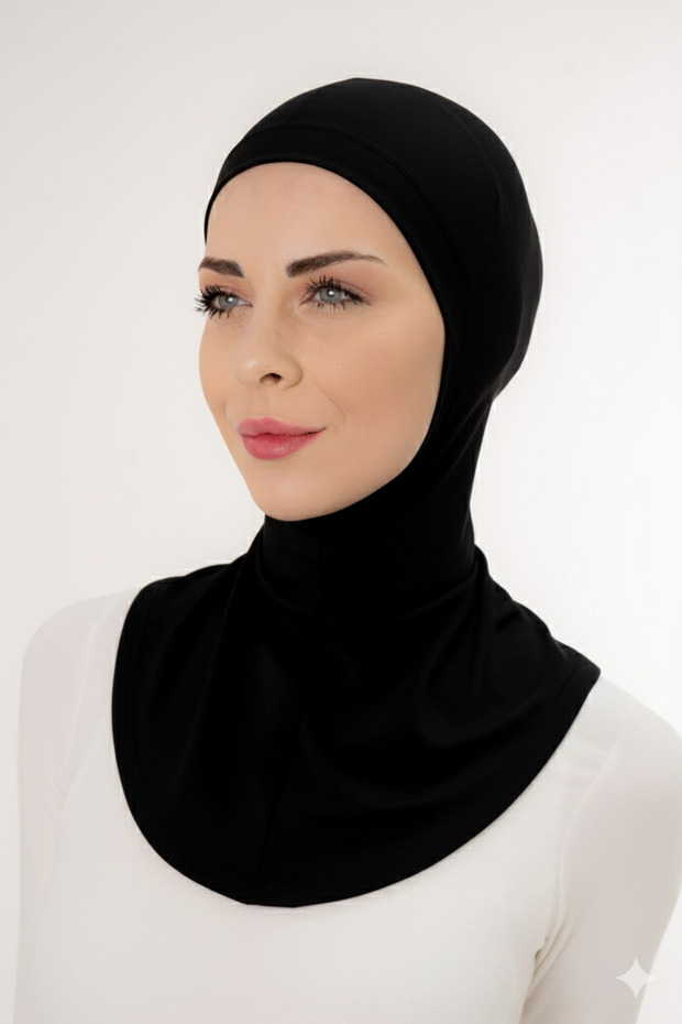 قبعة نينجا عملية مع طوق للرقبة - سوداء اللون، مقاومة للانزلاق والعرق، مرنة للاستخدام اليومي | شال بارادايس