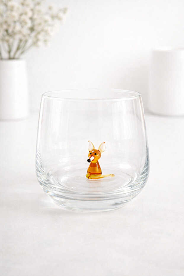Sevimli Tilki Cam Figürlü Su Bardağı - 2