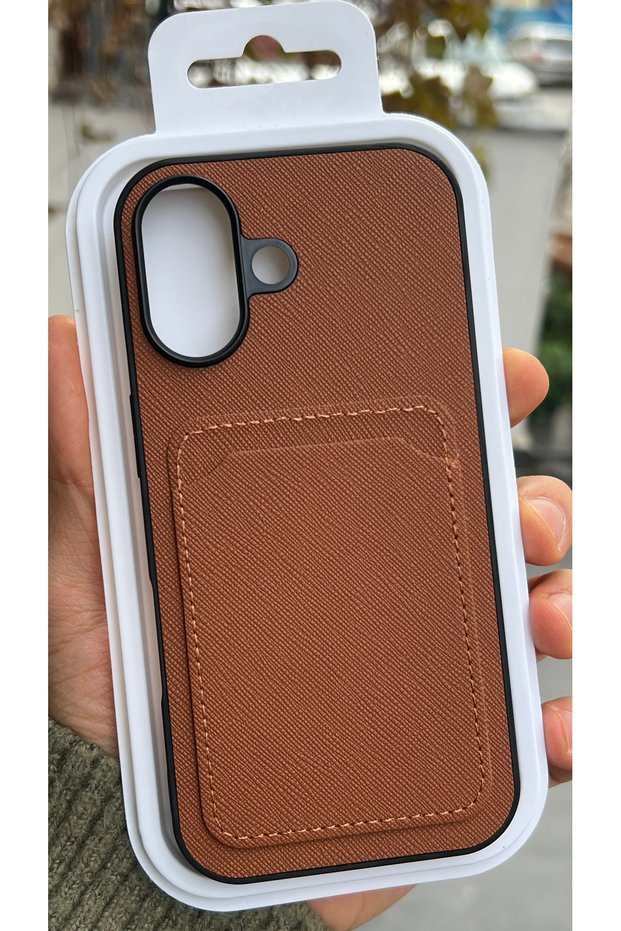 iPhone 17 Compatible, Fabric Textured Phone Case with Card Holder – Durable and Long-Lasting Cover — Color: Kah