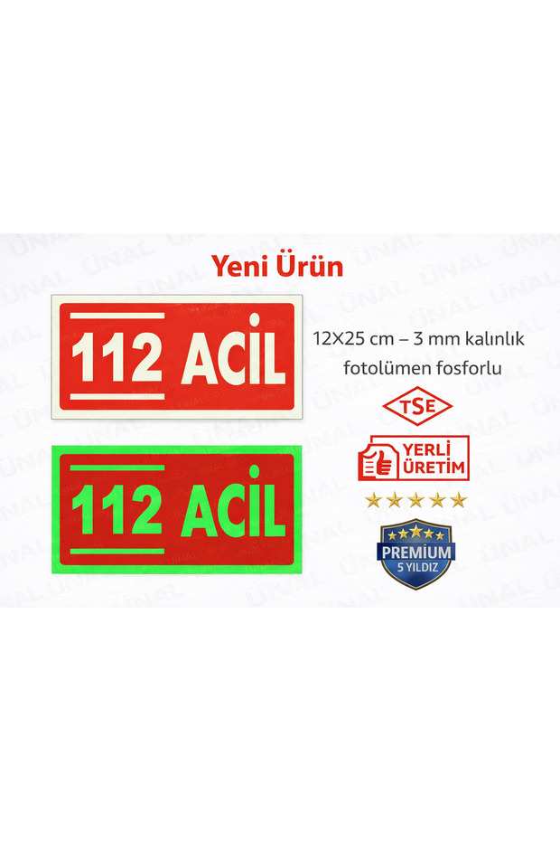 Fosforlu 112 Acil Yön Levhası - 1