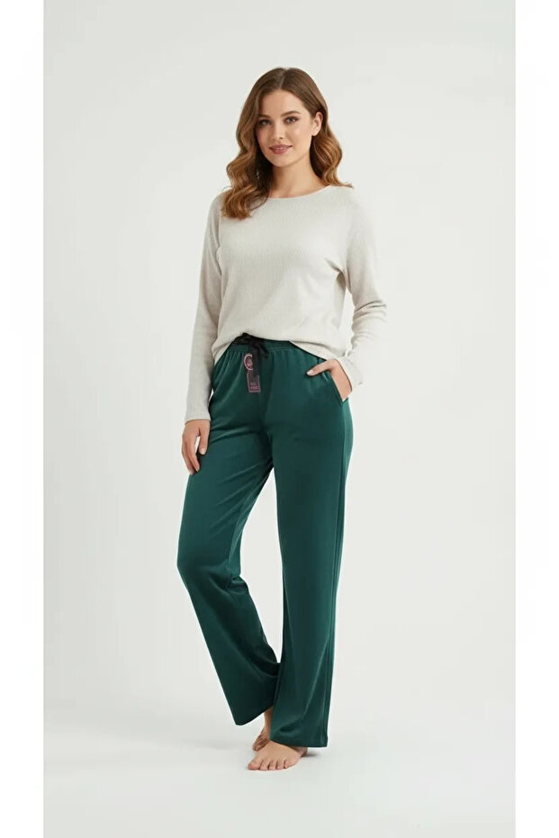 Women's Velvet Pipe Leg Comfortable Cut Sleepwear Bottom
