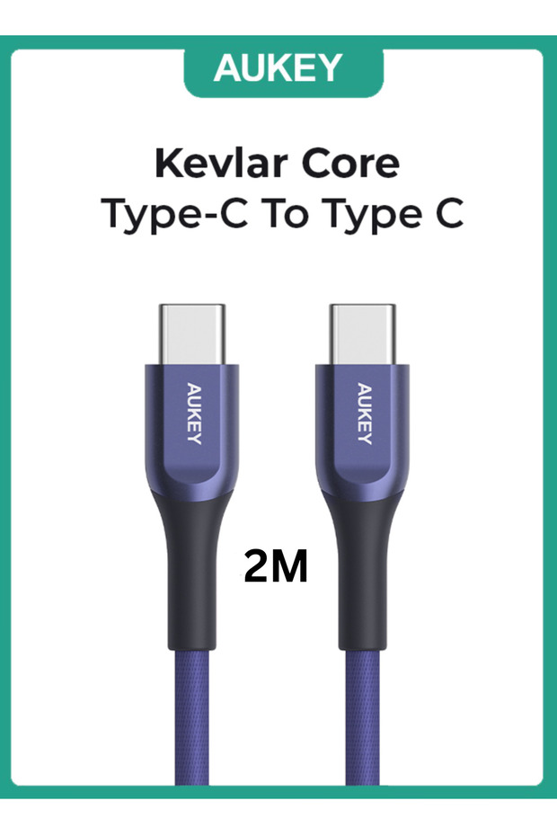 كابل Kevlar Core USB-C إلى C كابل شحن سريع 2 متر USB C إلى USB C لأجهزة iPhone 16 15 Pro Max iPad mini