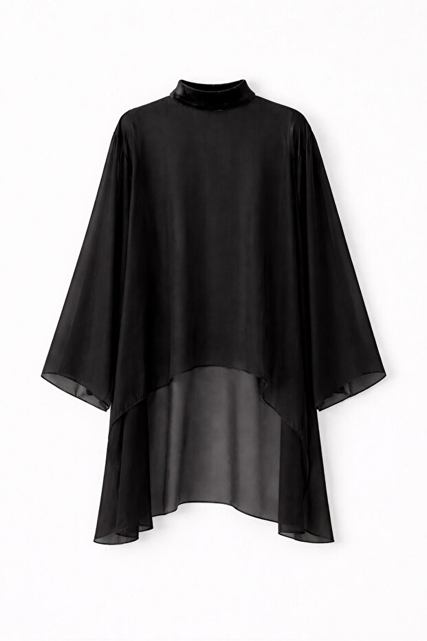 VELVET DETAILED CHIFFON TUNIC
