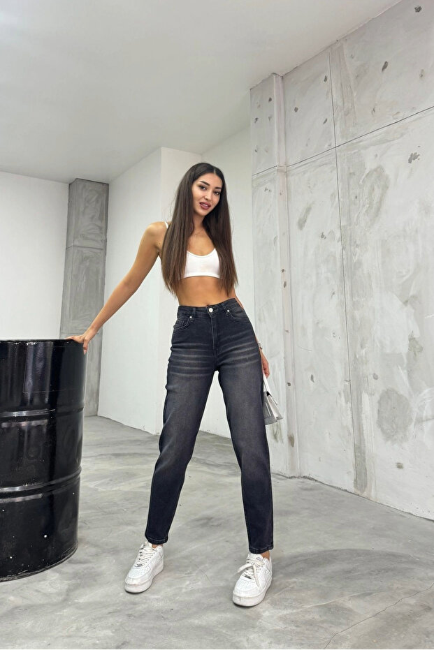 Damskie jeansy typu mom jeans z wysokim stanem i rozciągliwą lycrą - 4