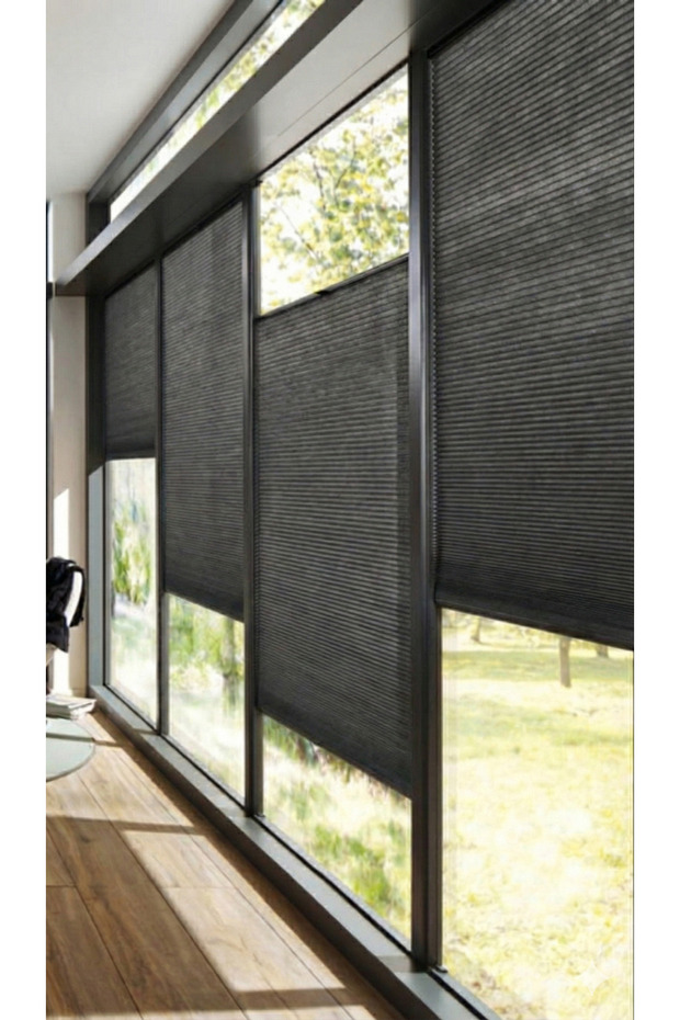 SİYAH PLİSE PERDE CAM BALKON PERDESİ - 2