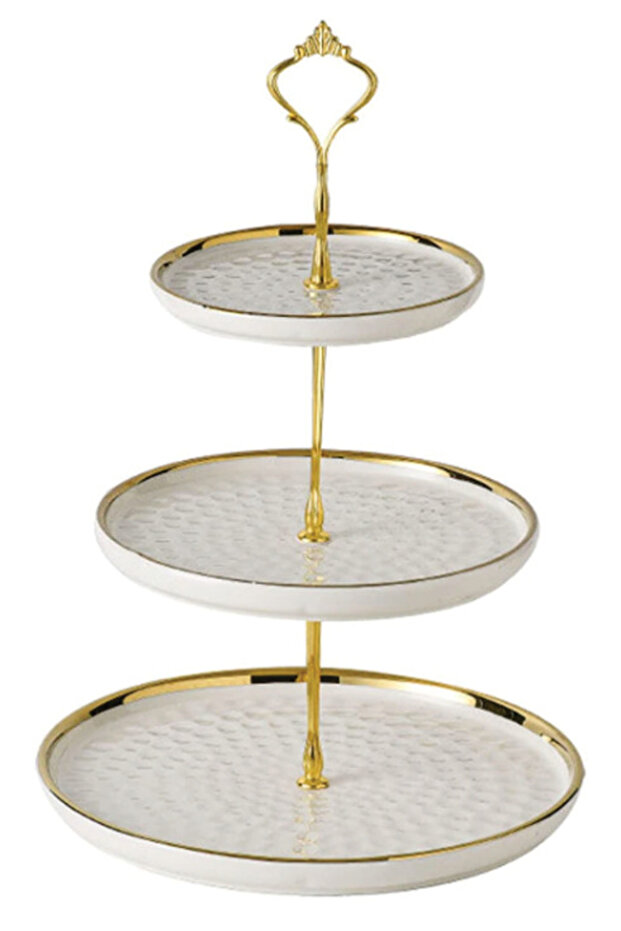 3 Tier Stackable Cake Tray WHITE (plastic) - 1