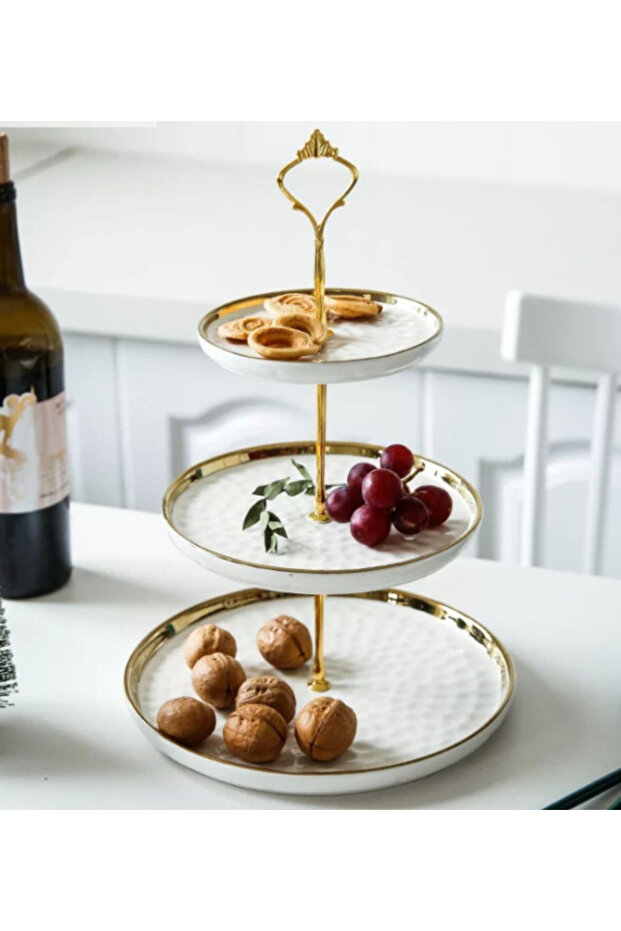 3 Tier Stackable Cake Tray WHITE (plastic) - 5