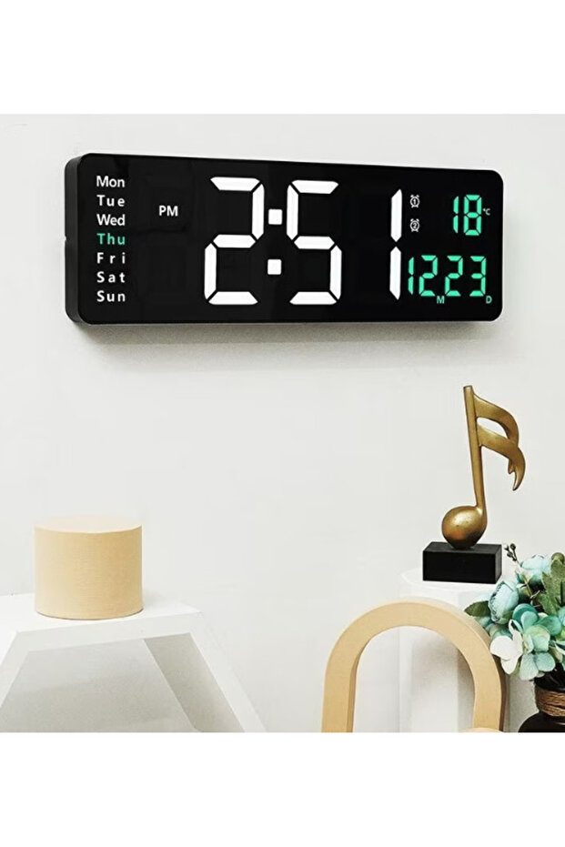 Digital Wall Clock RD AL6626 GREEN display Thermometer Calendar Timer Function - 4