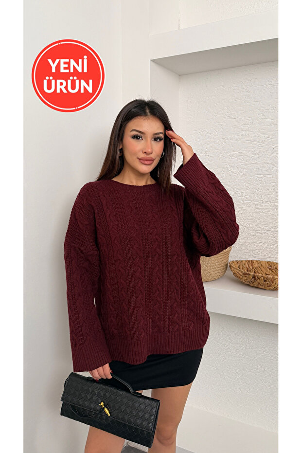 Kadın Bisiklet Yaka Örme Triko Kazak - 1