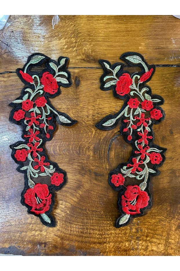 28X11 cm 2 Pieces Floral Embroidery Sewing Clothing Accessory