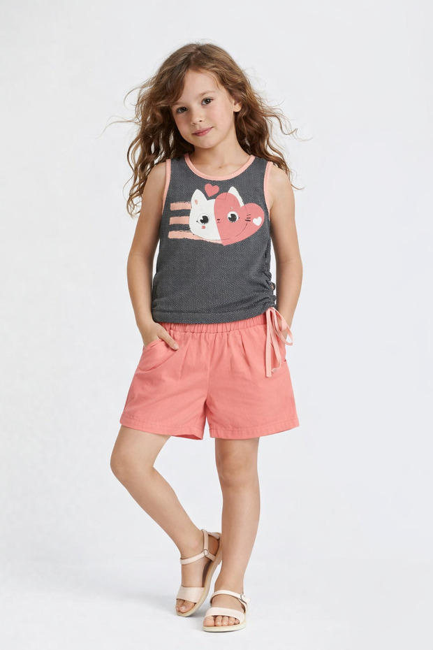 Cat Woven Shorts Set