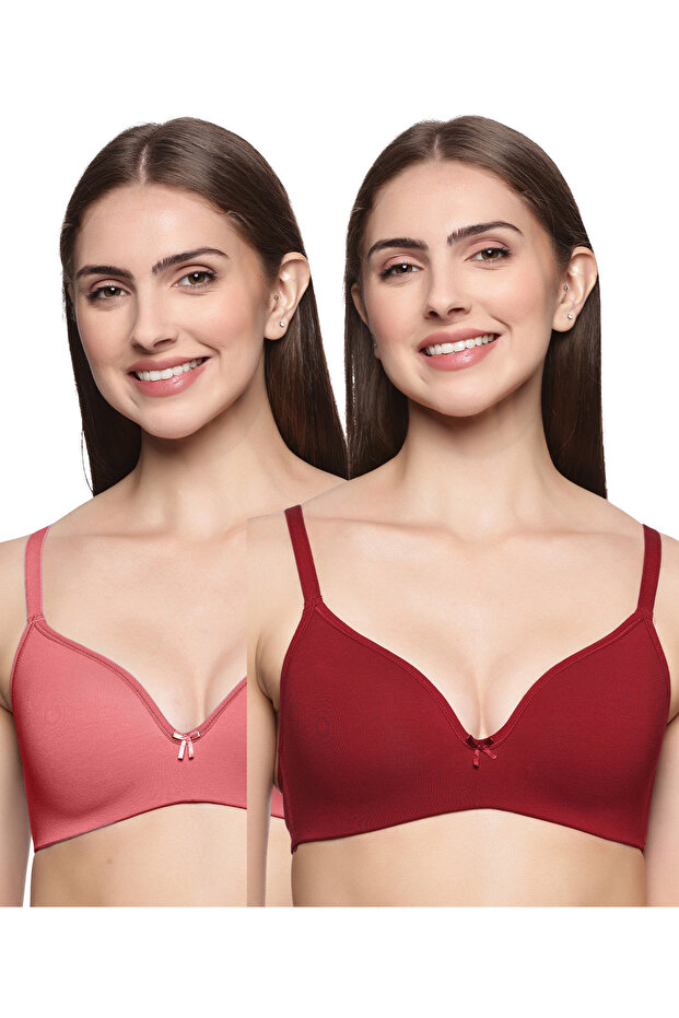 Pack of 2 Seamless Wire-free Padded Elastane Stretch Multiway Bra with Adjustable Straps