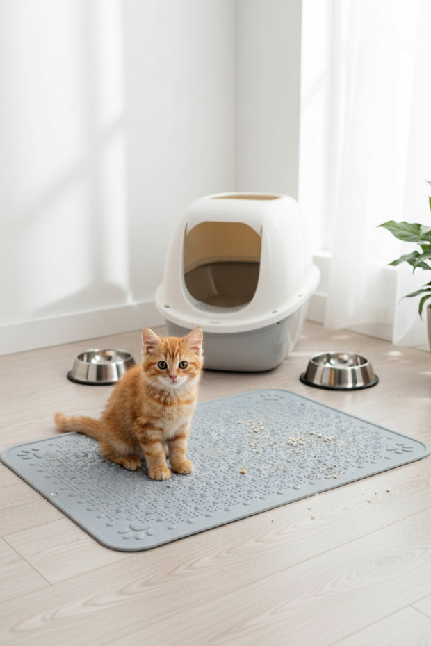 Cat Dog Food and Litter Mat Washable Toilet Front Mat Large Size 52X42 cm