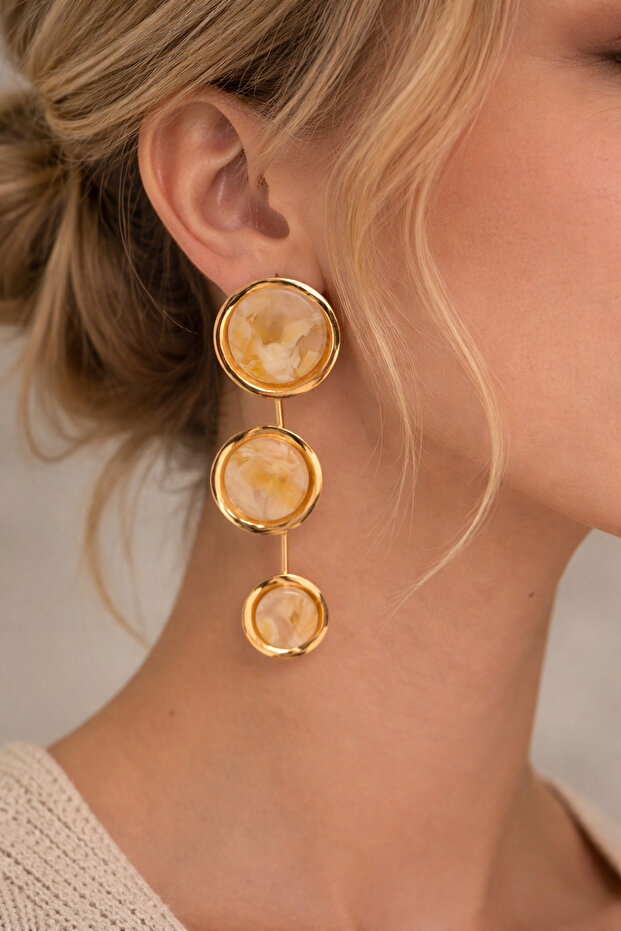 Zara Model Large Size Design Earrings | Evening Dress Dangle Earrings | Gold Dangle Earrings