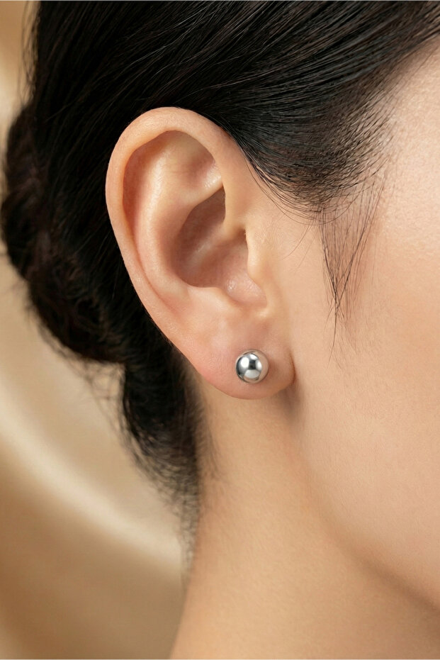 Silver Color Pearl Ball Earrings