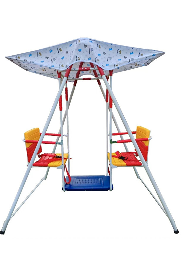 Double Swing for Kids with Canopy, Multi-colored - 1