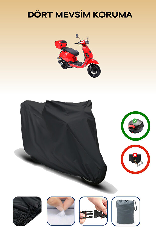 Black Rks Azure 50 Rear Bag Compatible Motorcycle Tarpaulin Waterproof Durable Fabric