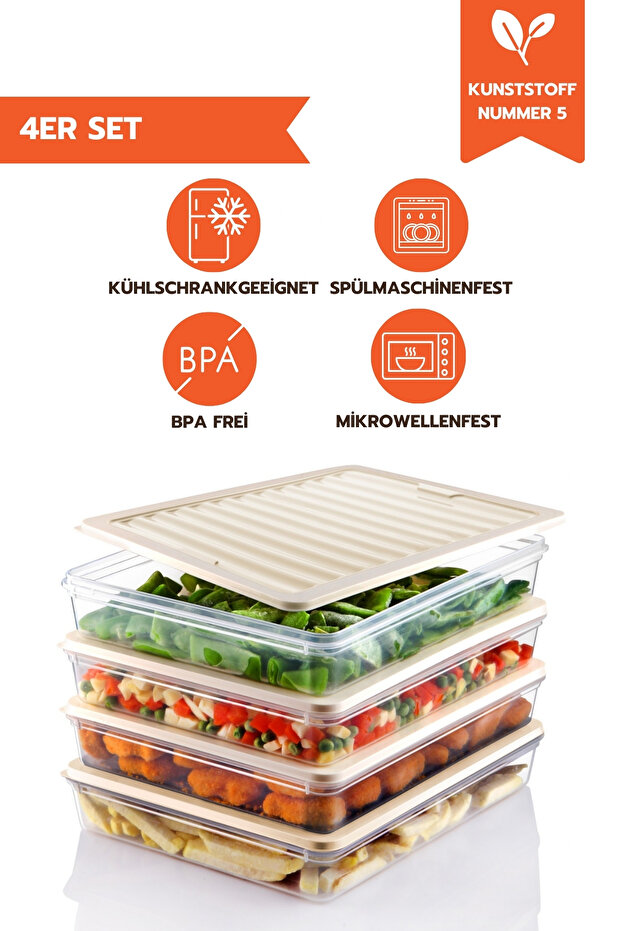 4DÍLNÁ 2400 ML CHLADNIČKA SKLADOVÁNÍ, FRESH BOX KRÉM - 1