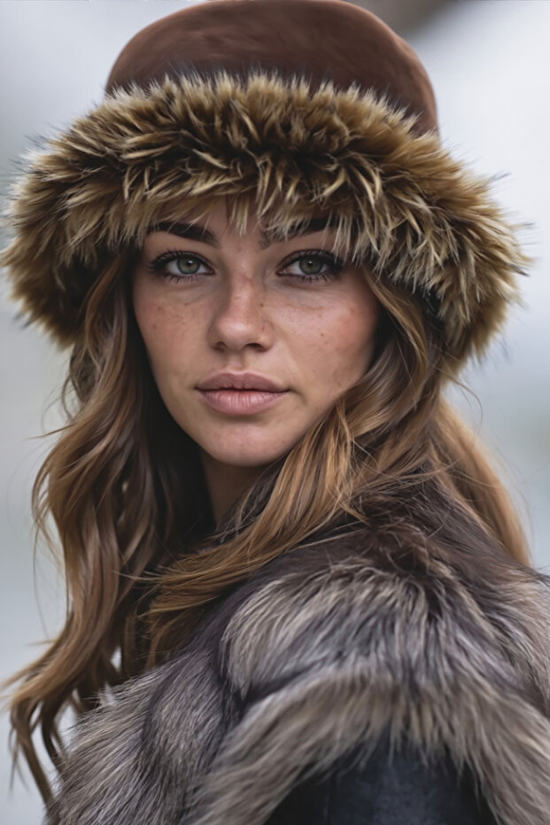 Russian Kalpak Hat Women's Fur Plush Winter Hat, Soft Textured, Warm Keeping Kalpak Model