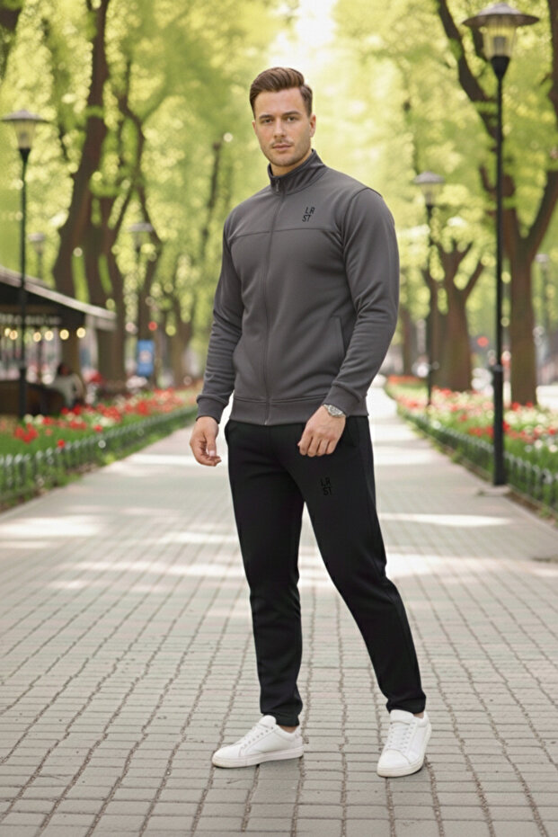 Men's Relaxed Smoked Tracksuit Set - 85752