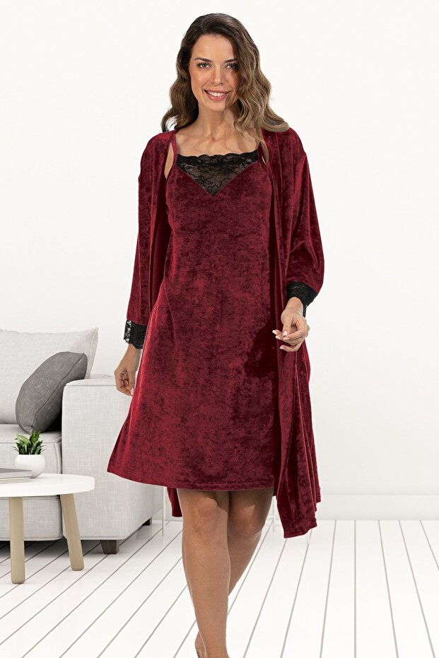 Velvet Robe Women's Nightgown Set