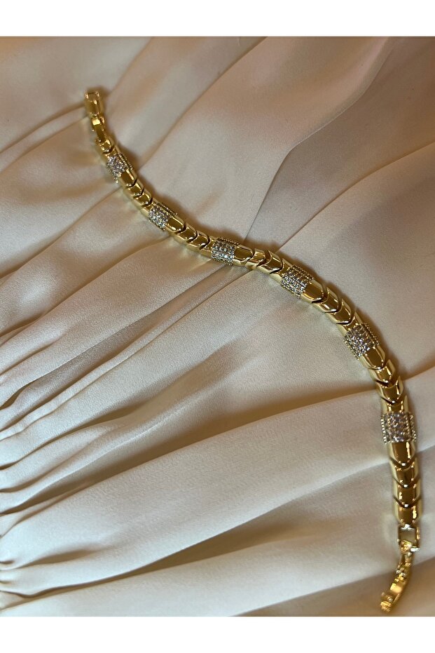 Kalın Form Gold–Zirkon Bileklik - 3
