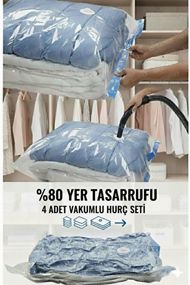 gogidigo aradığın o 4 Adet Mix Vakumlu Hurç Yorgan Hurcu Valiz Düzenleyici Gardırop Düzenleyici Vakumlu Poşet