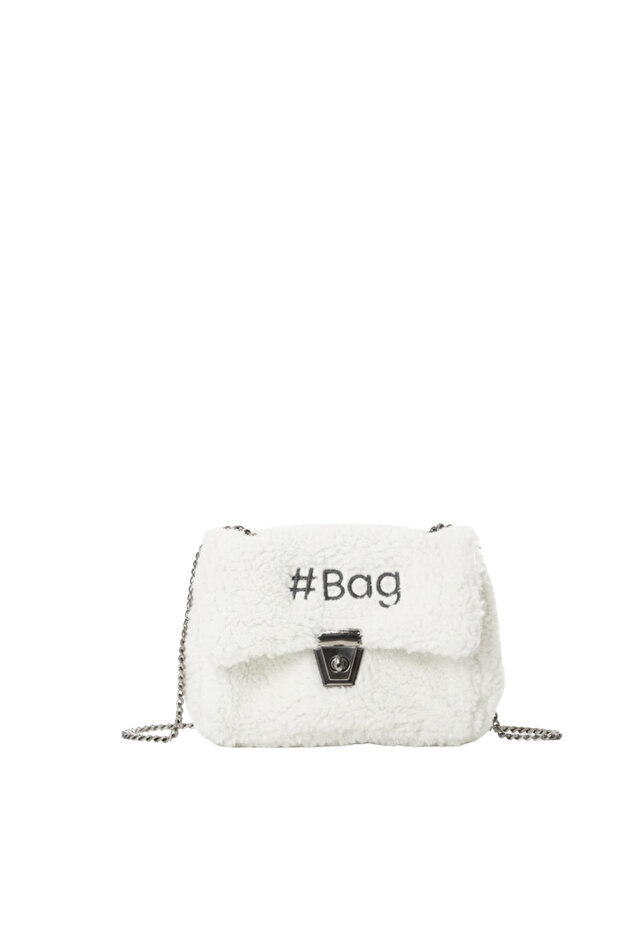 White Black Mini Plush Bag - 1