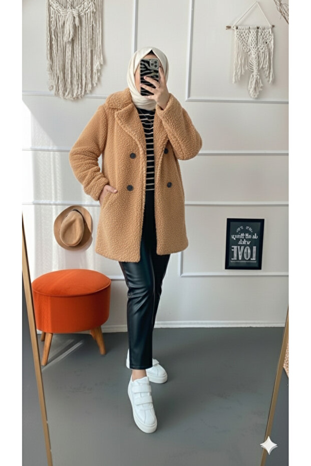 معطف قطيفة مبطن بأزرار - 1