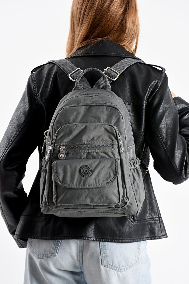 Gray 255 Crinkle Fabric Backpack - 2